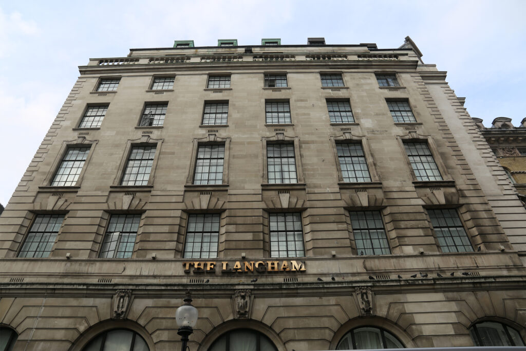 Styles Façade Solutions® gets ready to start work on The Langham Hotel, London, ahead of restoring its Grade II listed stone façade. Years of pollution and grime are clearly visible across the historic stonework, highlighting the transformation their scaffold-free Façade Gommage cleaning process will soon achieve.