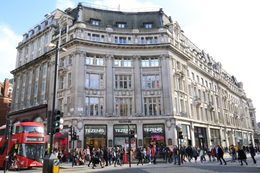 Styles Façade Solutions® restores landmark buildings like 266-270 Regent Street using Façade Gommage, a scaffold-free process that lifts years of urban pollution from delicate stonework; delivering fast, low-disruption results even at one of Europe's busiest, most iconic retail destinations.