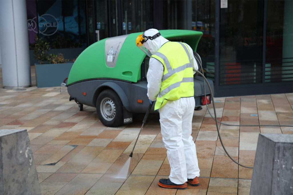 Styles Façade Solutions® carries out public realm cleaning using a mobile cleaning units. Our team will professionally clean your public realm areas to help you present your business in the best possible light.