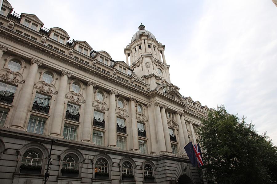 An image of the front façade of the Rosewood London, a Grade II Listed Hotel.