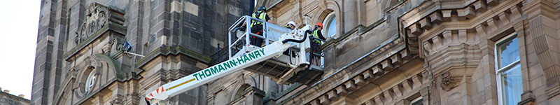 Thomann-Hanry® conducting a detailed façade survey on The Balmoral Hotel, Edinburgh.