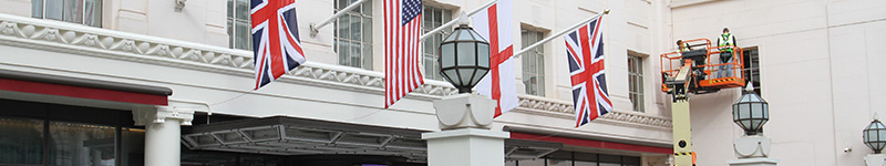 Thomann-Hanry® painting the exterior render of The Beaumont Hotel, London.