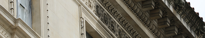 Close up image of cleaning of the façade of a commercial building