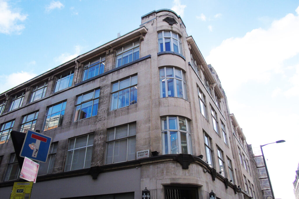 Styles Façade Solutions (formerly Thomann-Hanry®) was commissioned to clean the Portland stone façade of Film House, 142 Wardour Street, London. The building's distinctive Art Deco corner elevation with heavy soiling and weathering clearly evident prior to the Façade Gommage cleaning process.