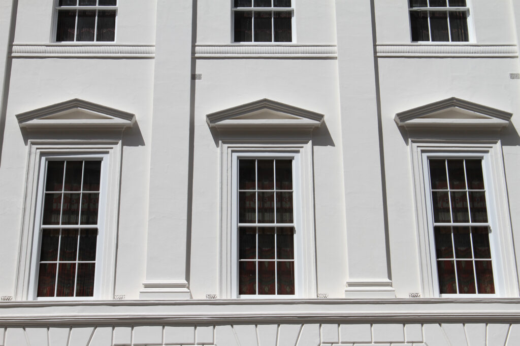 Styles Façade Solutions® completed restoration and redecoration works on Sketch located in London, achieving a pristine white façade with crisp architectural detailing.