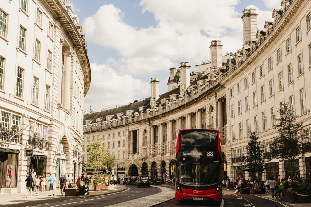 Regent Street's grand curved façades, potentially concealing early signs of Regent Street Disease behind their classical stonework. Styles Façade Solutions® can conduct thorough, scaffold-free façade surveys to identify corroding cramps and hidden deterioration early, helping protect these iconic buildings before costly structural damage occurs.