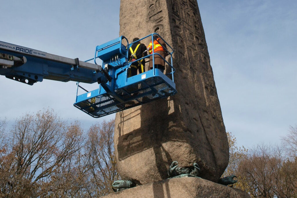 Styles Façade Solutions® put the Façade Gommage cleaning process to the ultimate test on Cleopatra's Needle, New York's 3,500-year-old granite obelisk. Gentle enough for ancient hieroglyphs yet effective on centuries of grime, it proves our scaffold-free system can safely restore even the most fragile, historic stone surfaces.
